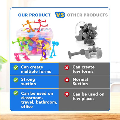 OleOletOy Suction Fidget Toys for Kids: 21 Pack Suction Cup People Toys - Fidget Toys Bulk Treasure Box Toys for Kids Autism School Classroom Calming - Prizes for Stocking Stuffers Party Favors Gifts