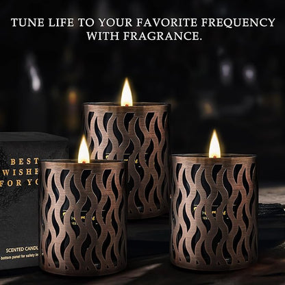 6 Pack Candles for Home Scented with Bronze Black Candles Holder, 33.6 oz Soy Wax, 240 Hours Long Lasting Aromatherapy Candles, Birthday Gifts for Men
