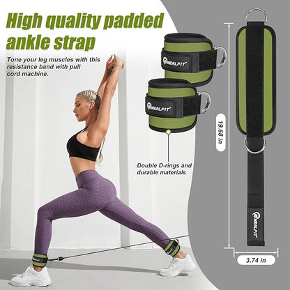 Ankle Strap for Cable Machine, Gym Ankle Cuff for Kickbacks, Leg Extensions, Glute Workouts, Booty Hip Abductors Exercise for Women and Men