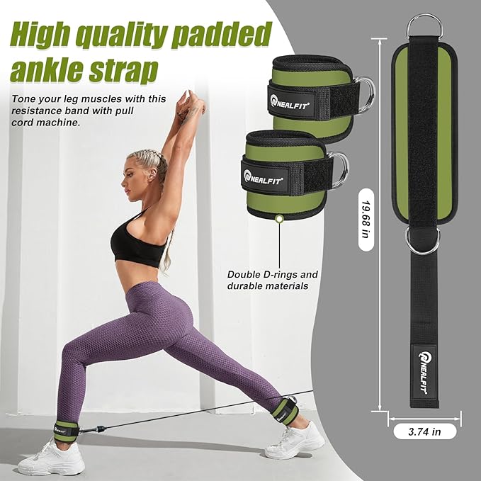 Ankle Strap for Cable Machine, Gym Ankle Cuff for Kickbacks, Leg Extensions, Glute Workouts, Booty Hip Abductors Exercise for Women and Men