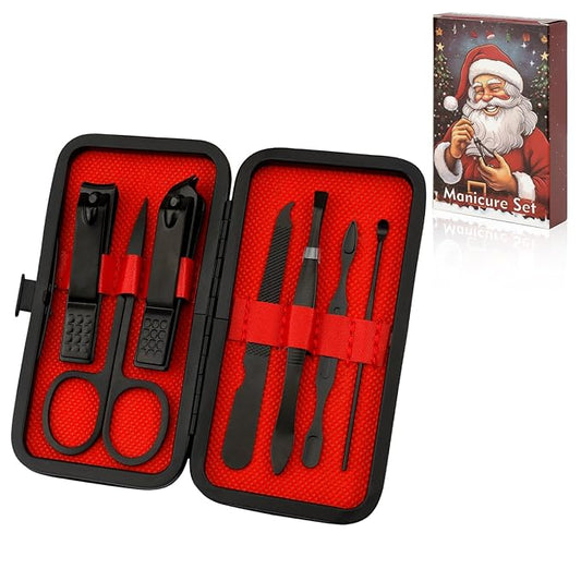 Manicure Set, Stocking Stuffers for Men, Nail Clipper Set 7 in 1 Manicure Kit Stainless Steel Nail Kit Nail Clippers Set for Men with Christmas Box Pedicure Kit Grooming Kit for Man Husband Boyfriend