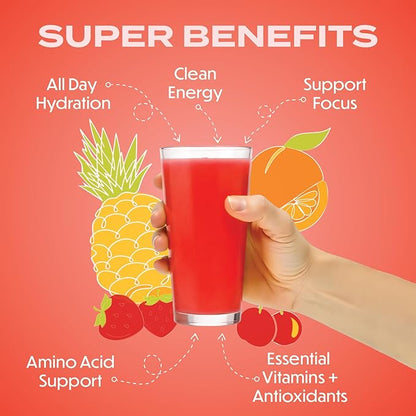Forgge Healthy Energy Drink Powder Mix - Clean Caffeine + B12, B6, C & D Vitamins - Sugar Free Energy Drink Powder with Electrolytes, Amino Acids, Antioxidants, Lions Mane - Vegan, Keto-Friendly - 30 SVG, Fruit Punch