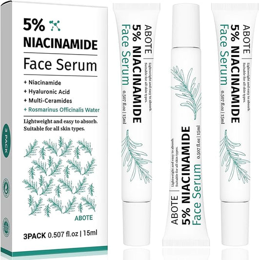 Travel Skincare 5% Niacinamide Serum with 4% Rosemary Extracts - Deep Hydration, Soothes Skin, Enhances Elasticity (3Pack 0.507 fl.oz | 15ml)