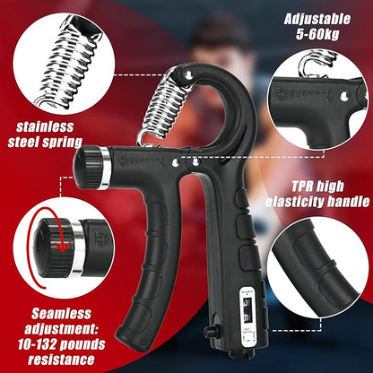 Hand Grip Strengthener, Grip Strength Trainer, 22-132 Lbs Adjustable Resistance Forearm Exerciser Workout for Rehabilitation Athletes Climbers Musicians