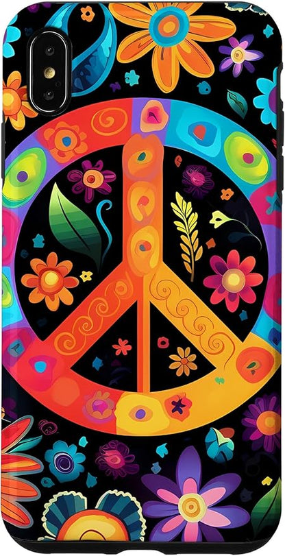 iPhone XS Max Peace Sign Hippie Floral Case