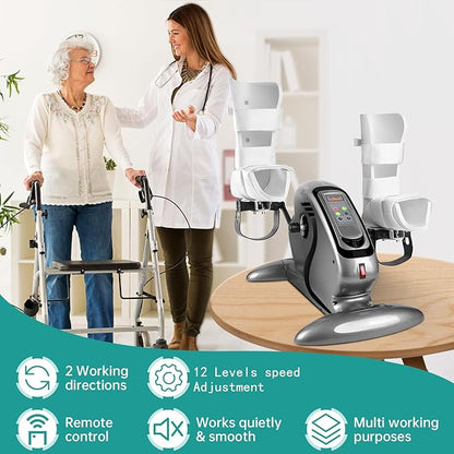 Motorized Pedal Exerciser, Electric Pedal Exerciser for Arm and Leg Low Impact Exercise Rehabilitation, No Resistance, Suitable for Seated Leg Exercise and Arm Exercise for Elderly People