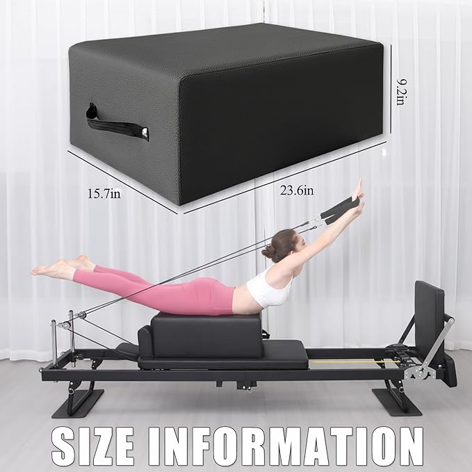 Black Pilates Reformer Sitting Box & Accessory for Stretching, Balance & Exercise - Home Gym Equipment