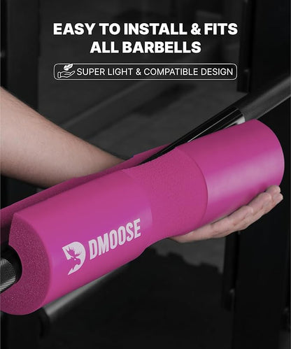 DMoose Fitness Barbell Pad for Hip Thrust, Squat & Lunges - Non-Slip Thick Foam Cushion for Neck and Back Support with Two Straps - Hip Thrust Pad for Leg Day - Fits All Olympic Bars and Smith Machine