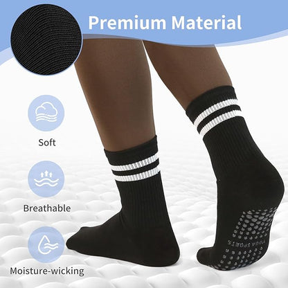 Non-Slip Pilates Socks with Grips for Women 5 Pairs Cute Yoga Socks Grippy for Yoga Barre Ballet
