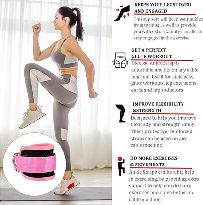 Ankle Straps for Cable Machines Cable Kick Back Ankle Straps Kickback Ankle Strap Ankle Resistance Bands Glute Kickback Ankle Strap for Glute Workouts Leg Extensions Gym
