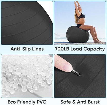 APEXUP Yoga Ball Exercise Ball Anti Slip Heavy Duty for Fitness, Balance & Core Workout