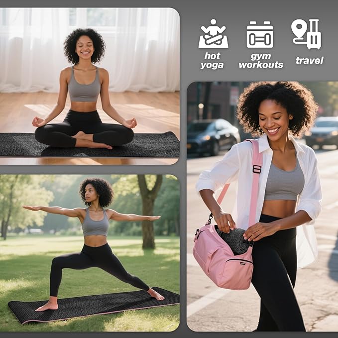 2 Pack Hot Yoga Towel Yoga Mat Towels Non Slip for Hot Yoga Stickyfiber Microfiber Quick Dry Soft Absorbent with Corner Pockets Cover Bikram Pilates Exercise Fitness 24" X 72"Black