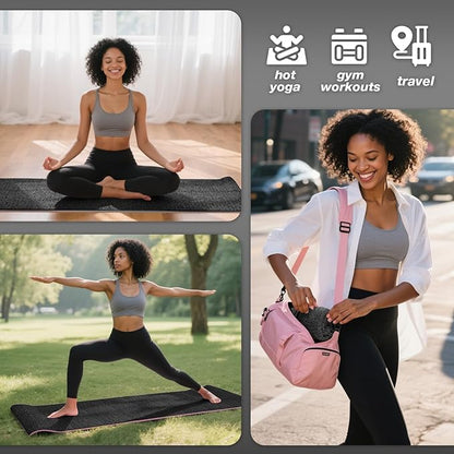 2 Pack Hot Yoga Towel Yoga Mat Towels Non Slip for Hot Yoga Stickyfiber Microfiber Quick Dry Soft Absorbent with Corner Pockets Cover Bikram Pilates Exercise Fitness 24" X 72"Black