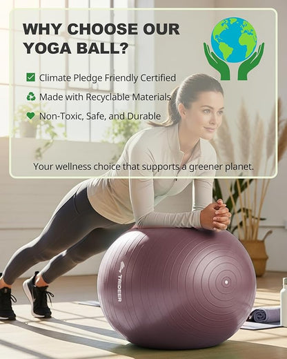 Trideer Exercise Ball Yoga Ball – Office Seating & Balance Ball Chair, Stability Ball for Pilates, Physical Therapy,Core Training & Balance Improvement & Stretching