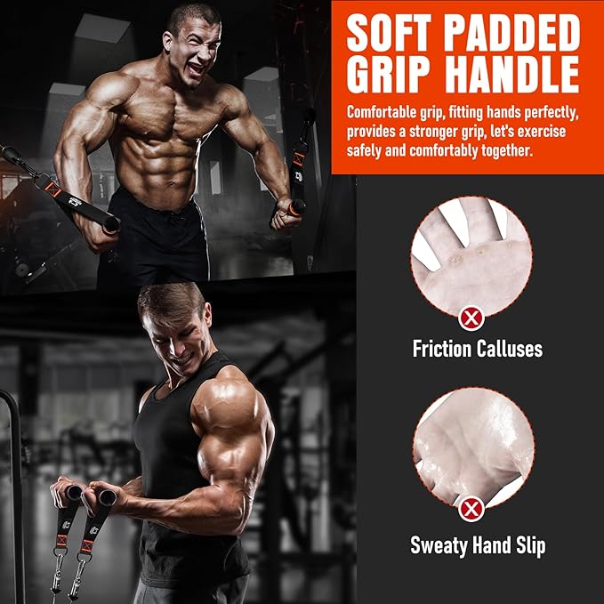 Heavy Duty Exercise Handles, Gym Cable Handles for Cable Machine Attachments, D Handle Cable Attachments, Handles for Resistance Bands, Workout Accessories, Fitness Equipment for Home Gym