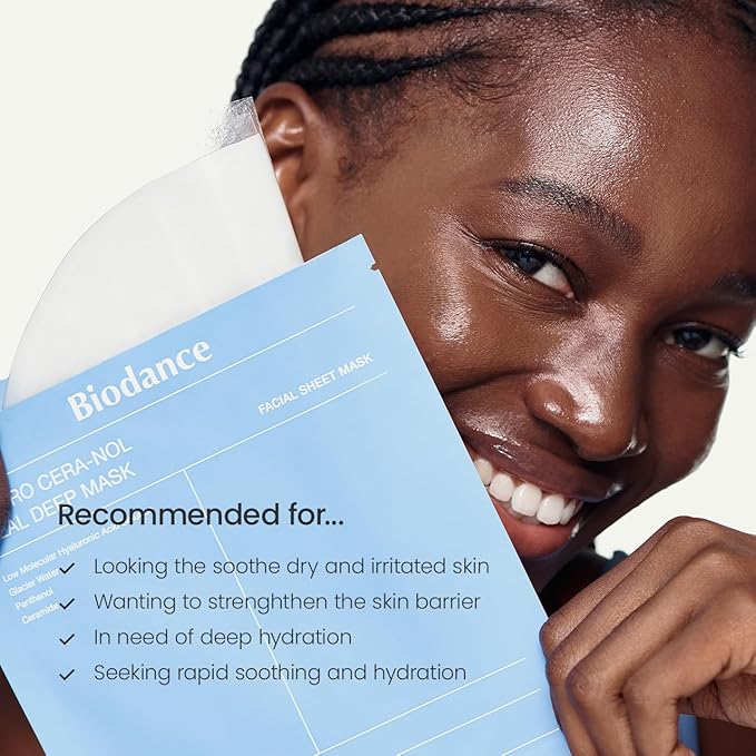 BIODANCE Hydro Cera-nol Real Deep Mask, Overnight Hydrogel Mask, Hydrating Facial Mask For Sensitive Skin, Redness Reducing & Quick Soothing Effect, Korean Skincare | 1.19oz(34g) x 4ea