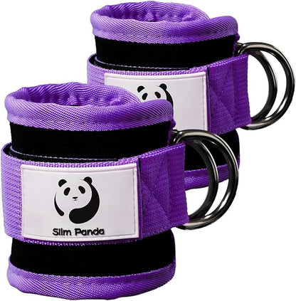 Slim Panda Ankle Strap for Cable Machine,Ankle Cuff for Kickbacks, Booty Hip Abductors,Glute Workouts, Leg Extensions, Curls for Men and Women, Adjustable with Double D-Rings