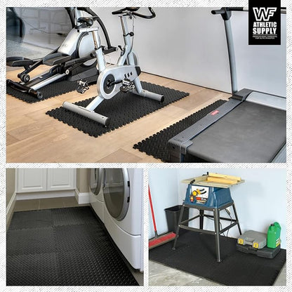 WF Athletic Supply Puzzle Exercise Mat, EVA Foam Interlocking Tiles with Border, 1/2" Thickness Interlocking Soft Foam Puzzle Play Mats for Home Gym, Garage & Kids’ Playroom