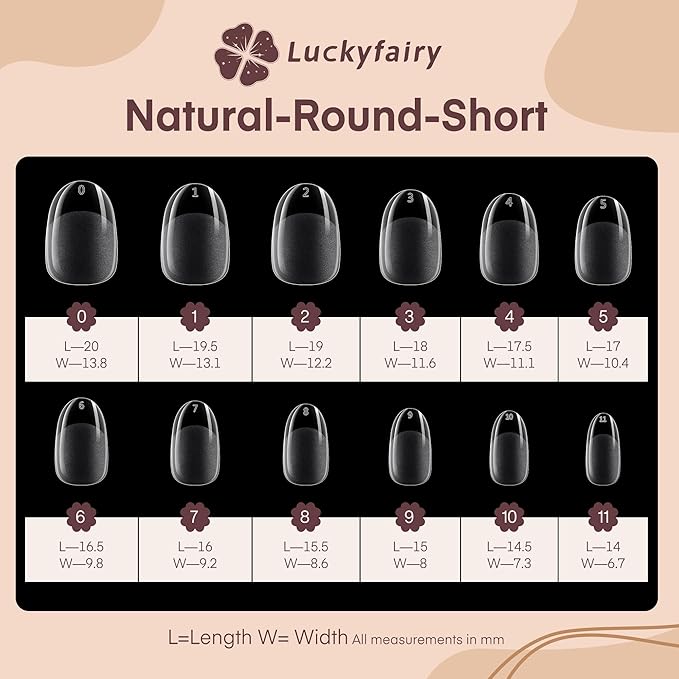 Short Oval Round Nail Tips, 504Pcs Pre-shaped Gel Short Nail Tips Oval Shape, 15 Sizes Half Matte Clear Almond Acrylic False Nails No Need File for Nail Extension DIY Salon