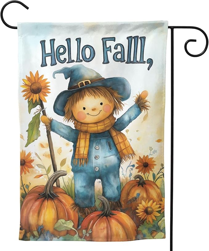 Scarecrow Garden Flag 12x18 In Double Sided Yard Flags Lawn Sign Decor No Flagstand