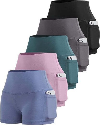 LZYVOO Biker Spandex Shorts Women, High Waisted Tummy Control Workout Yoga Shorts with Pockets