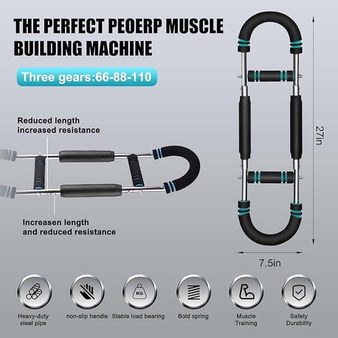 Adjustable 66-110lb Portable Twister Arm Trainer for Arms & Chest Workout Triceps Strength Training Men&Women Home Gym Exercise Machine - Strength Training & Muscle Fitness Equipment