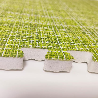 9 Tiles Interlocking Foam Mats 0.4inch Thickness Foam Floor Mats for Home Gym, Fitness, Exercise, Flooring Surface Protection EVA Foam Floor Padding with Border（Green）