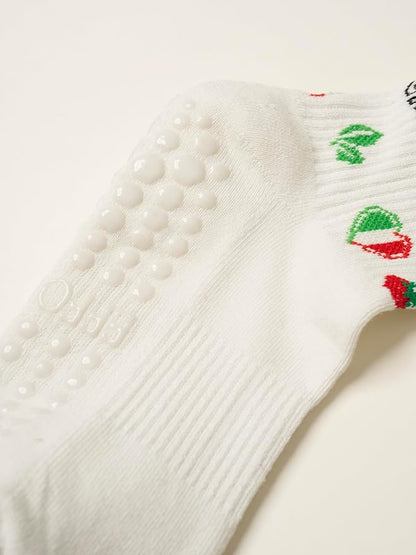 Crew Half Calf Grip Socks, Cutest Fruits Pilates Socks, Ruffle socks, Non-Slip, Barre Yoga Fitness