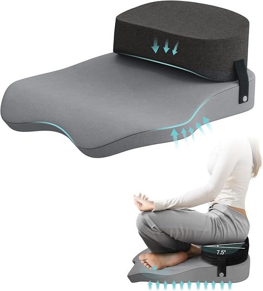 Seat Cushion for Office Chairs - Cross Legged Yoga Meditation Cushion Floor Pillows Yoga Enthusiasts Chair Cushion for Adults Long Sitting, Detachable of 2 PCS