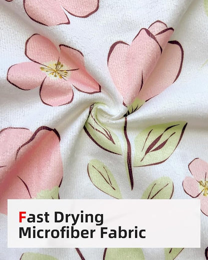 Abahub Surf Poncho Men & Women Towel Poncho Adult with Hood, Thick Quick Dry Changing Poncho Towel, Microfiber Wearable Cover Up for Surfing Beach Swim - Absorbent Changing Towel L (Pink Flower)