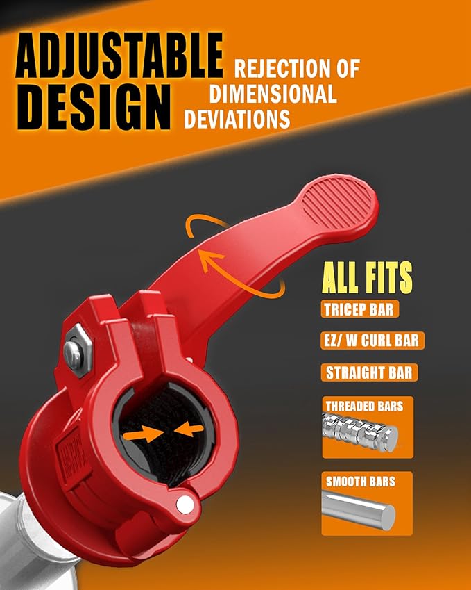 Barbell Clamps 1 Inch or 2inch - 2 PCS Adjustable Barbell Clips Quick Release Locking Weight Clips Olympic Barbell Collars (Red 0.98-1.18inch)