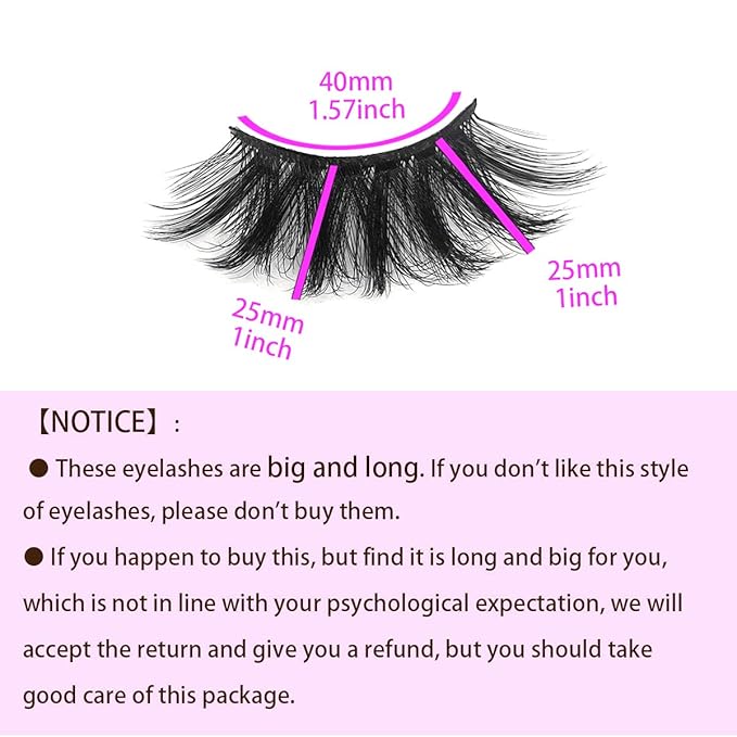 Mikiwi 25mm Faux Mink Lashes, 25mm Lashes, 6D Faux mink lashes, Faux Mink Eyelashes, Dramatic Lashes, Faux Mink Eyelashes (6D4-01)