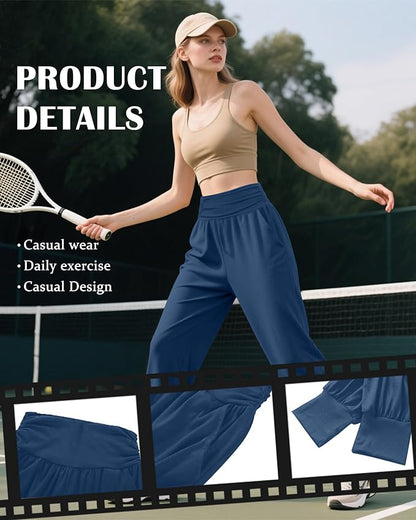 2 Pack Women's Yoga Joggers, Cozy Sweatpants with Pockets Casual Loose Comfy High Waisted Lounge Pants