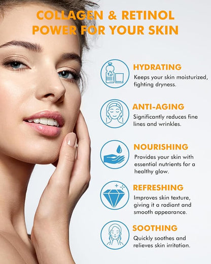 Retinol Collagen Face Moisturizer, Anti Aging Moisturizer for Face, Day & Night Skin Tightening Cream, Anti Wrinkle Cream Women & Men - 60ml