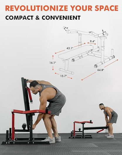 GMWD Chest Press Machine, 1050LBS Bench Press Machine with Independent Converging Arms, Adjustable Flat Incline Bench for Chest, AB Workouts, Shoulder Home Gym Equipment, V1