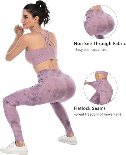 CHRLEISURE Leggings with Pockets for Women, High Waisted Tummy Control Workout Yoga Pants