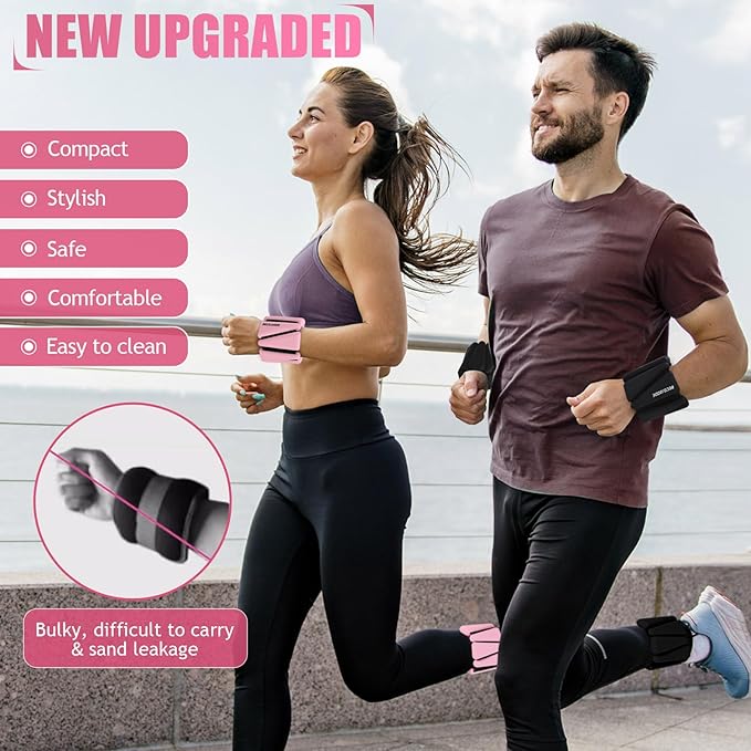 Ankle Weights Set of 2 (1 lb/2 lb/3 lb Each) Adjustable Wrist Weights for Women Men Wearable Arm Leg Weight for Pilates, Running, Walking, Workout, Yoga