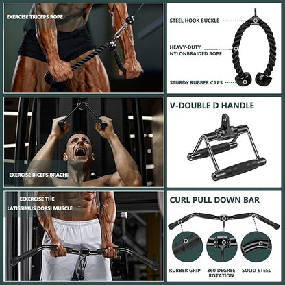 Cable Attachments for Gym, Cable Machine Attachment Set, LAT Pulldown Attachments, Cable Machine Accessories, Tricep Pull Down Attachment, Home Gym Accessories