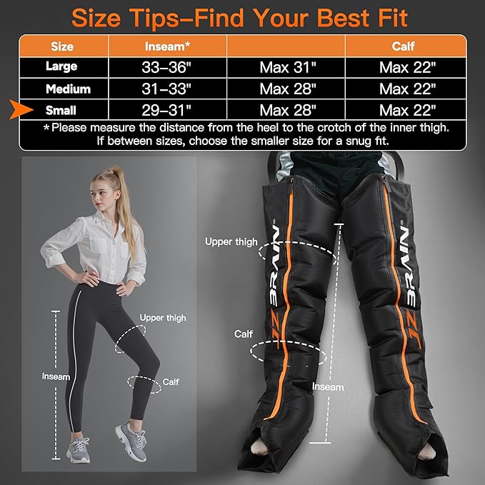 Air Compression Leg Recovery Boots : Dual-Power Sequential Compression System Device with Smart Pressure Sensor - 6 Modes & 14 Positions Foot and Leg Massage for Athletes & Gym (Small)