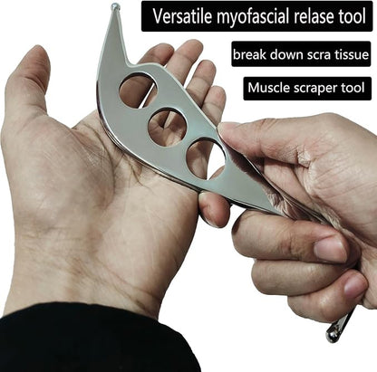 6 in 1Stainless Steel Gua Sha Scraping Massage Tool Set- IASTM Tool Set Great Soft Tissue Mobilization Tool- for Back, Neck, Arm, Leg, Shoulder and Whole Body Acupoints(Carry Bag)