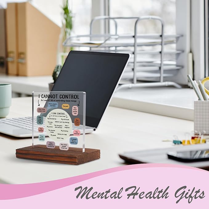 YODOCAMP I Can Control Psychology Student Graduation Gift Clear Acrylic 4.7 x 2.7 Inches Rectangular Tabletop Sign, Modern Inspirational Therapist Office Decor Plaque