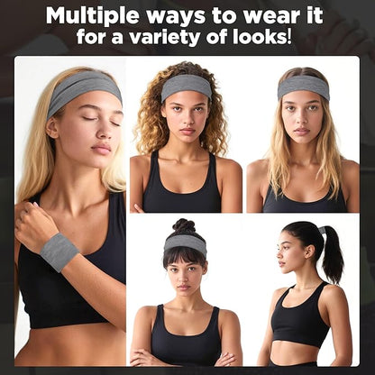 Headbands for Women - 12Pcs Non-Slip Cotton Cloth Headbands for Women's Hair Accessories,Fashion Sports Hair Bands & Ties,Soft Fabric for Yoga,Running,Workout
