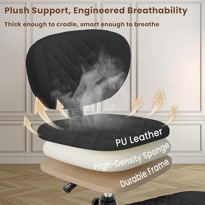 Cross Legged Office Chair with Wheels, Wide Criss Cross Kneeling Home Office Desk Chairs with Back Support, Ergonomic Adjustable Height ADHD Stool with Rotating Footrest for Yoga Meditation