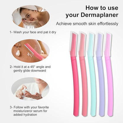Face Razors for Women, Dermaplane Razor for Women Face, Eyebrow Razor, Dermaplaning Tool, Gentle Exfoliation Microblades for Sensitive Skin, Peach Fuzz Remover, 10 Count (Blush)