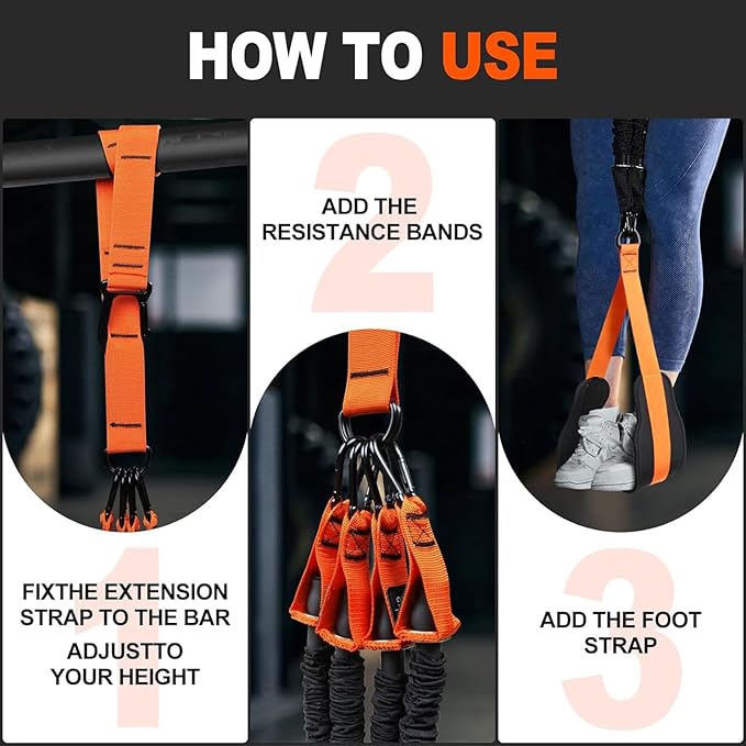 Adjustable Heavy Duty Pull Up Assistance Bands with Fabric Feet and Knee Rest - Pull Up Resistance Bands for Men, Women, and Seniors - Perfect for Dip and Resistance Strength Training Glamflex