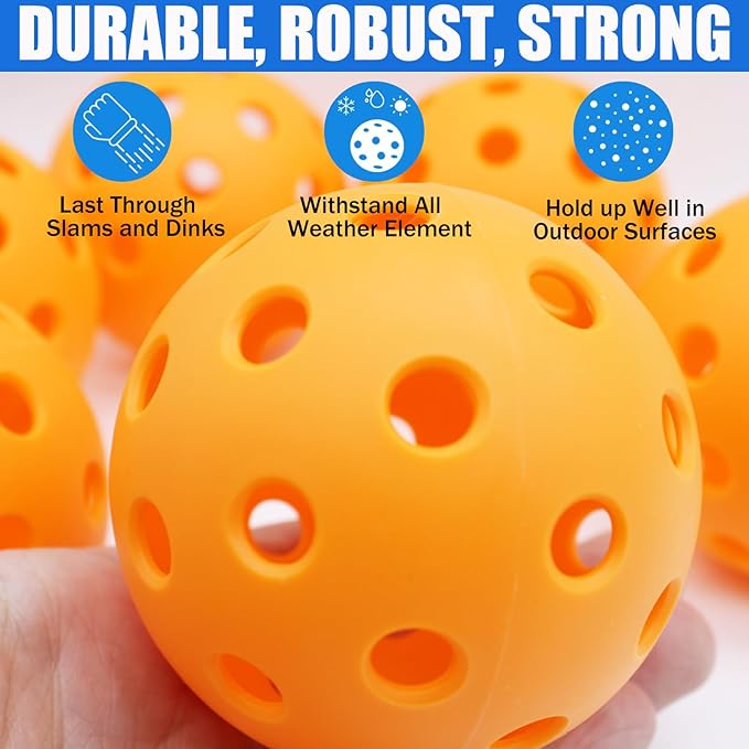 Magicorange Pickleball Balls, 40 Holes Outdoor Pickleballs, High Elasticity & Durable Pickle Balls for All Style Pickleball Paddles