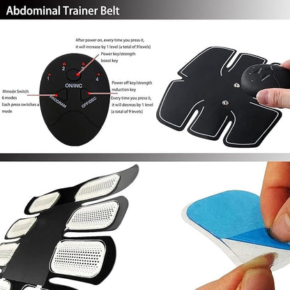 Fitness Belt, Abdominal Toning Belt, ABS Training Belt Ab Trainer Fitness Equipment for Men Woman Abdomen/Arm/Leg Home, Stimulator, Muscle, Powered, for Muscle Conditioning Gray, Large
