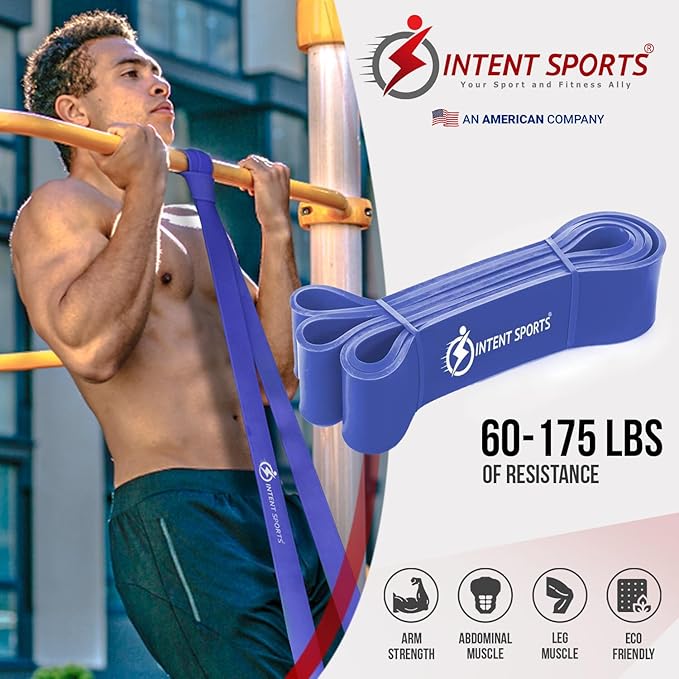 INTENT SPORTS Pull Up Assist Bands – Assistance and Resistance Bands for Pull-Up, Fitness, Body Stretching, Mobility Work, Weightlifting, Heavy Duty - Single/Set – Exercise Videos - eBook!