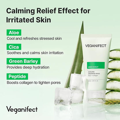 Aloe Cica Wrapping Peel Off Facial Mask with Jelly Brush, For Skin Refreshing, Instant Cooling, Soothing, Pore Tightening, Korean Skincare, 2.73 Fl Oz
