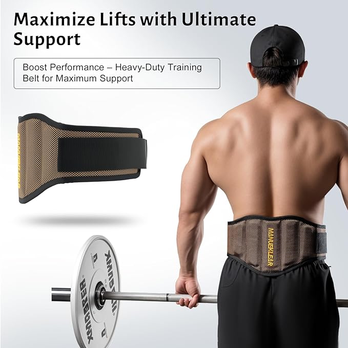 MANUEKLEAR Gym Weight Lifting Belt Weight Lifting Workout Weightlifting Powerlifting Belt for Men Women - 7.5inch - Bodybuilding Fitness Back Support for Cross Training, Squats, Lunges